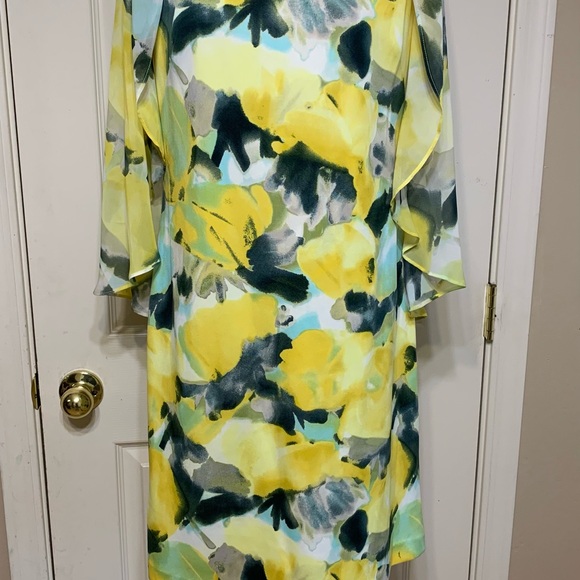 Donna RICCO 🌹women’s floral ruffle cape sleeve - Picture 6 of 9